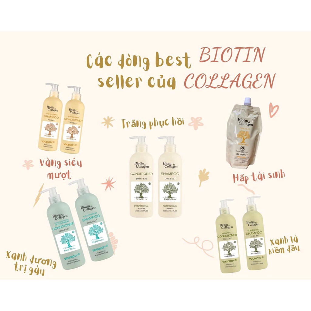 Dầu gội Biotin Collagen xanh dương 1000ml giảm gàu tóc