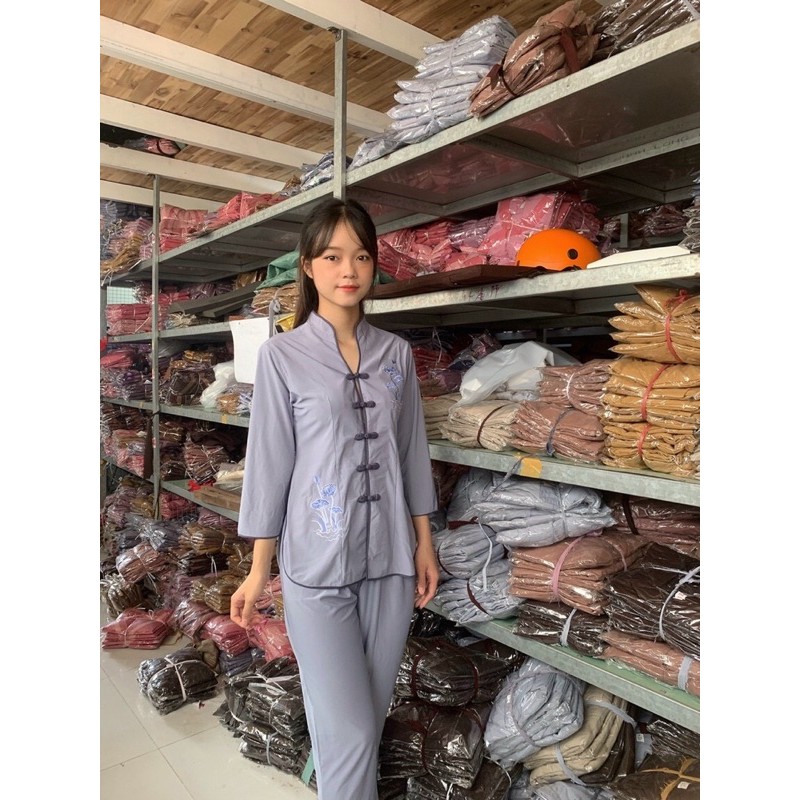 Áo Lam Đi Chùa # THUN CỔ TÀU VIỀN THÊU SEN GIÁ RẺ VÔ ĐỊCH