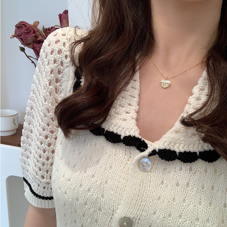 Dây Chuyền Mặt Hình Nơ Đính Đá Opal Phong Cách Pháp Thời Trang