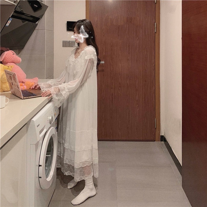 Đầm công chúa phối ren thiết kế tay dài thời trang xuân hè Nhật Bản ngọt ngào cho nữ