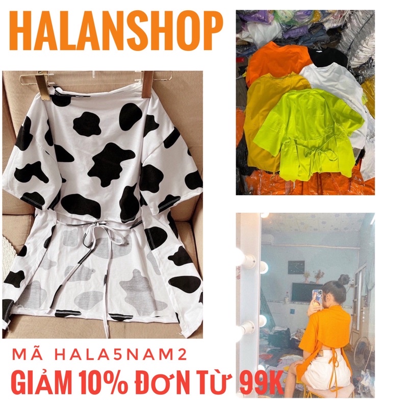 áo hở lưng form rộng buộc dây nơ áo 3/4 hot hit