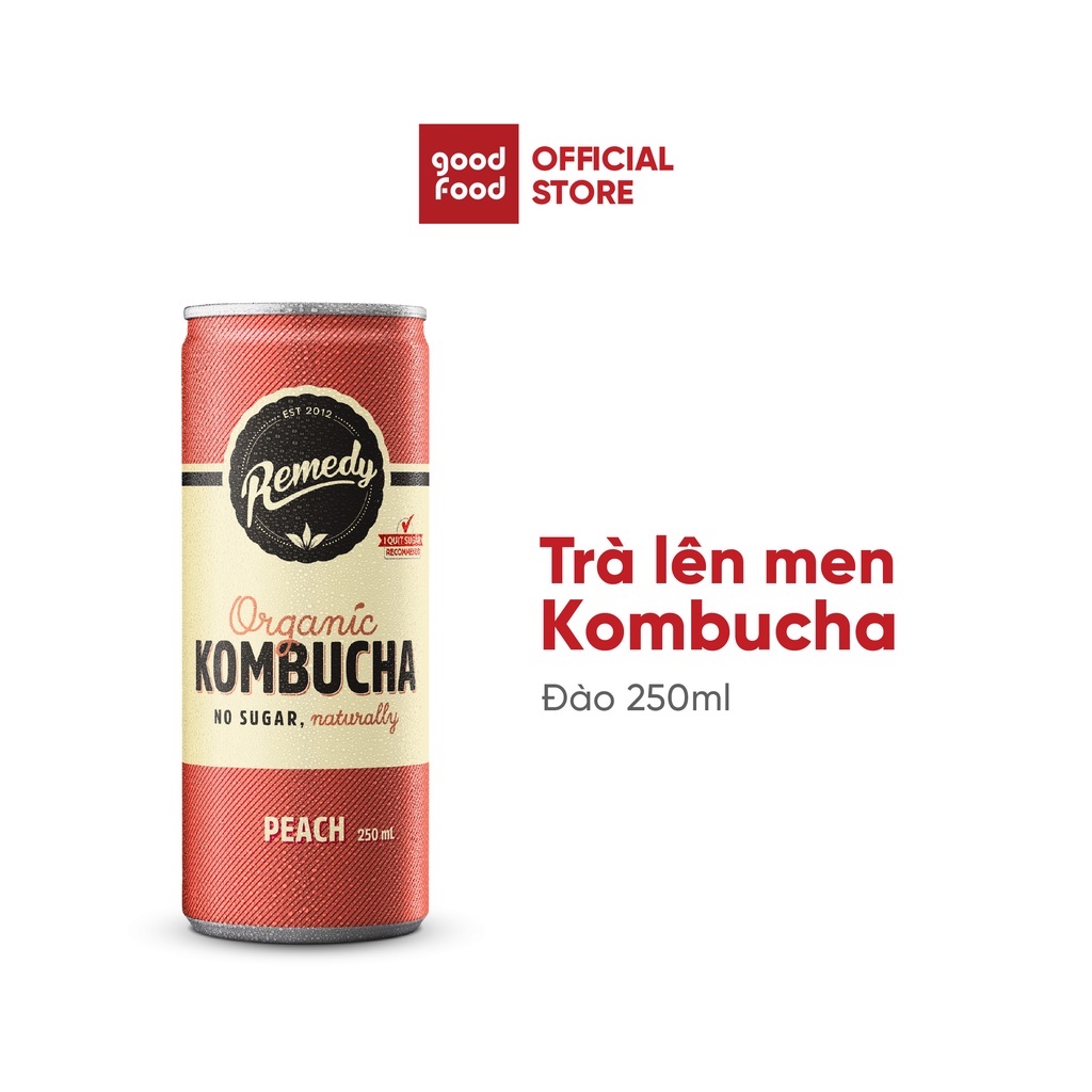 [Mã BMBAU50 giảm 7% đơn 99K] Trà Kombucha có ga hương vị đào Remedy Organic Kombucha Peach 250ml