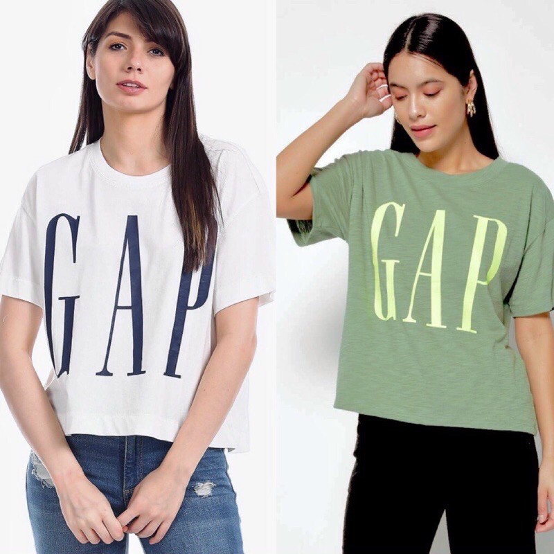 ÁO THUN NỮ GAP CROPTOP LỬNG IN CHỮ