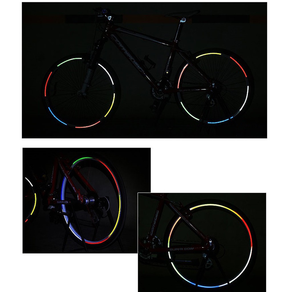 Bộ 6 Miếng Dán Phản Quang, Dạ Quang Dán Vành,Trang Trí Xe Đạp, Xe Máy (Mầu Ngẫu Nhiên)