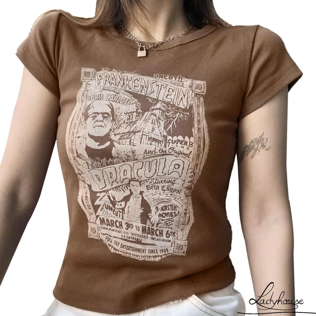 Áo Thun Tay Ngắn Cổ Tròn In Họa Tiết Hoạt Hình Sáng Tạo Thời Trang Mùa Hè Cho Nữ