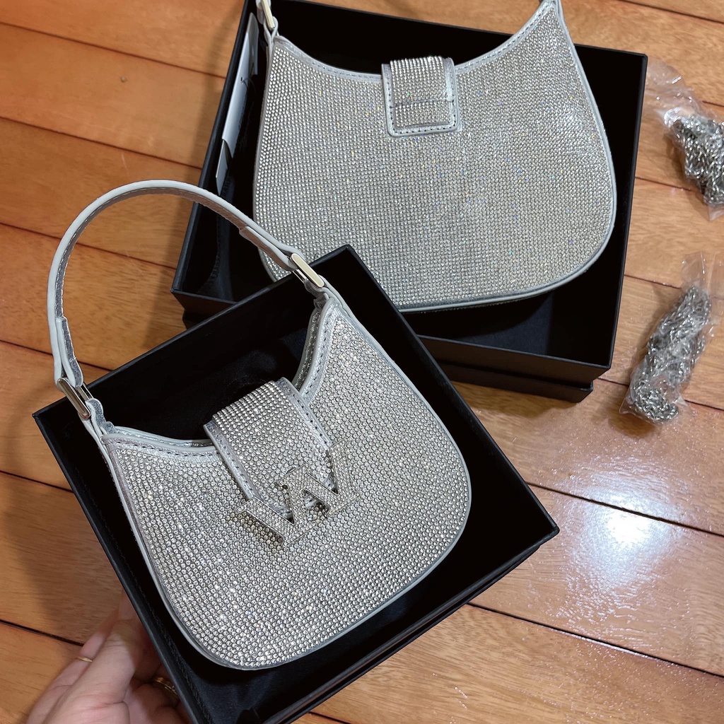 Túi W đính đá cực hot size mini &amp; size 22cm full hộp