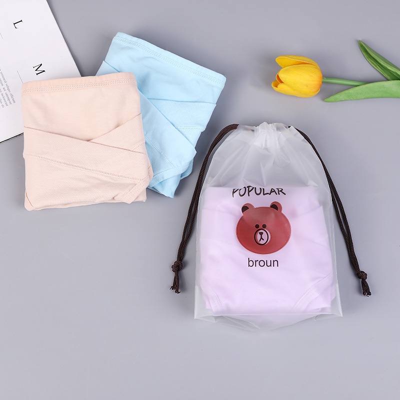 Túi Dây Rút Trong Suốt Đựng Quần Áo/Đồ Dùng Chăm Sóc Da Hình Gấu Dễ Thương