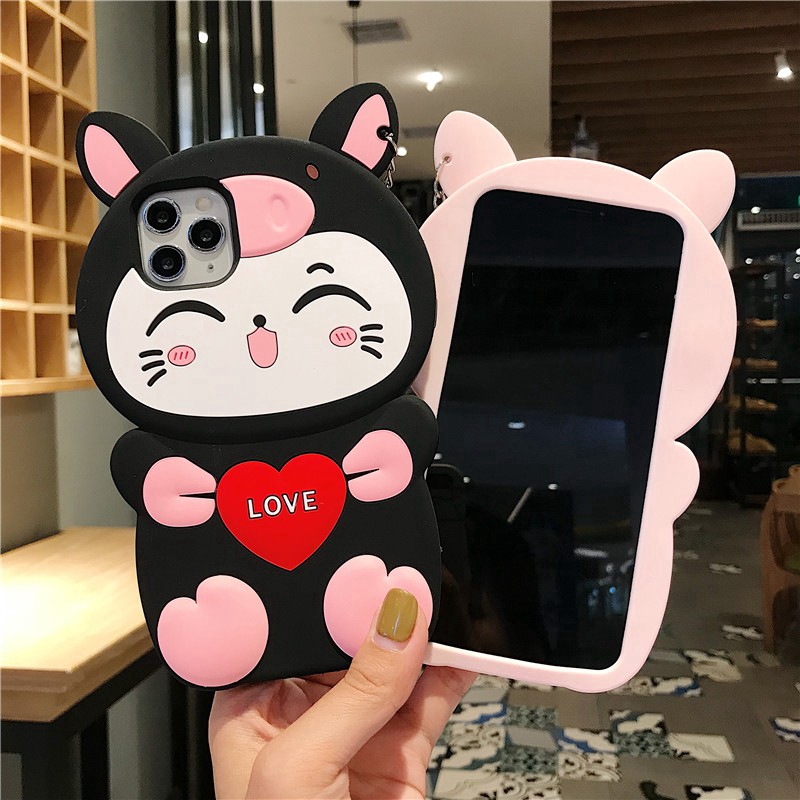 Ốp Điện Thoại Silicone Mềm Hình Heo / Mèo 3D Cho iPhone 14 Pro Max 13 Pro Max 12 Pro Max SE 2020 6 6s 7 8 Plus Xs Max XR 11 Pro Max