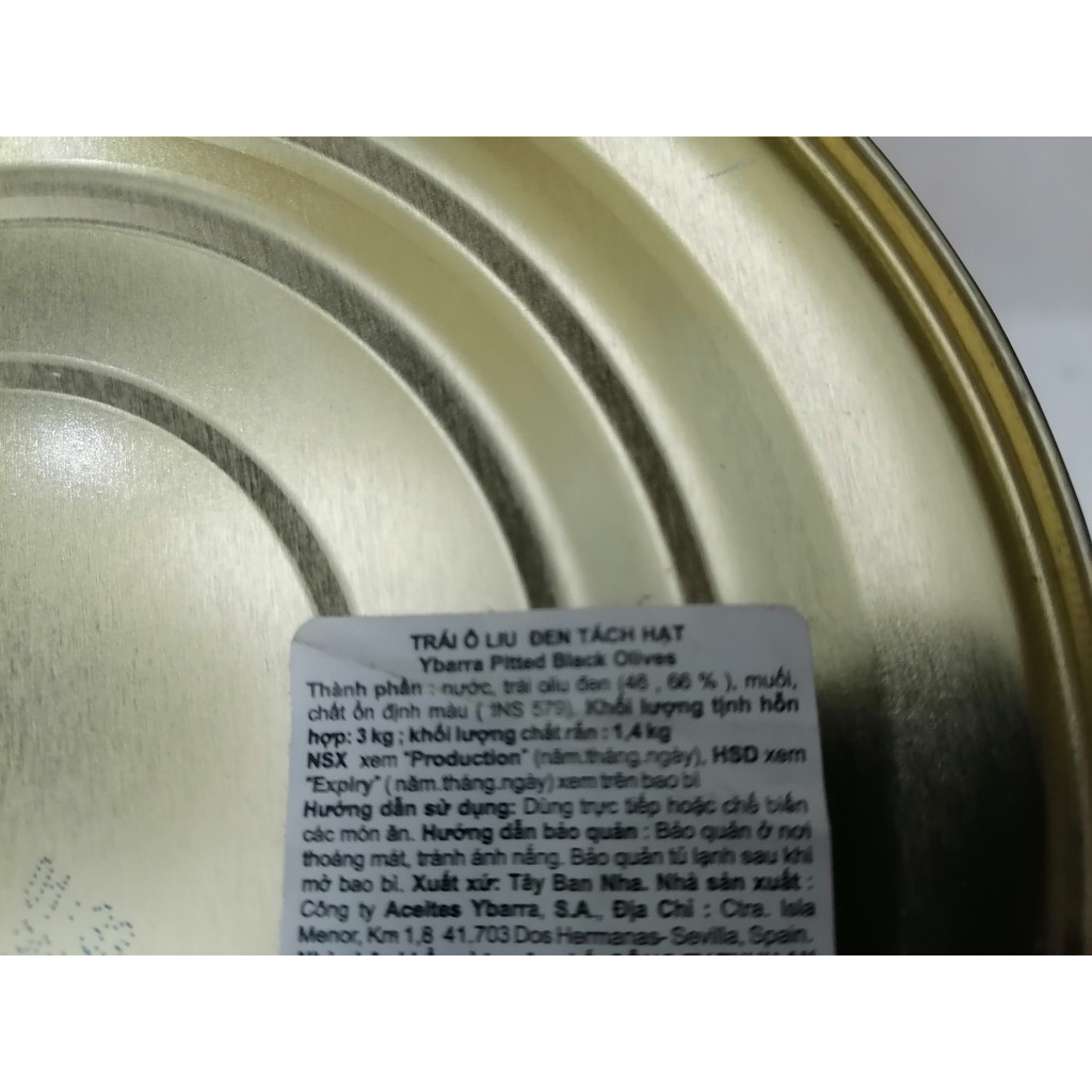 [Hộp lớn 3Kg – NGUYÊN TRÁI TÁCH HẠT] QUẢ Ô LIU ĐEN [Spain] YBARRA Pitted Black Olives (atu-hk5)