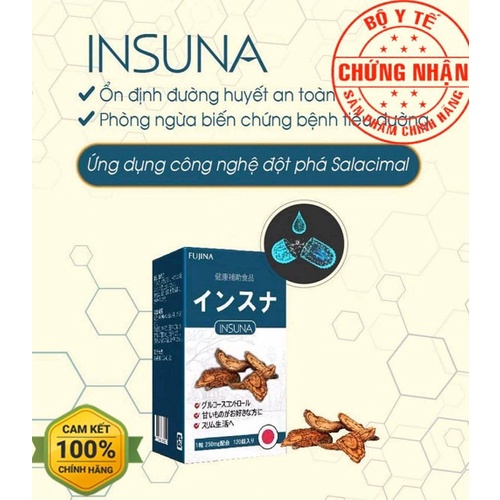 Viên uống ổn định đường huyết Fujina Insuna Nhật Bản giảm cholesterol, mỡ máu, ngăn biến chứng tiểu đường, bảo vệ gan