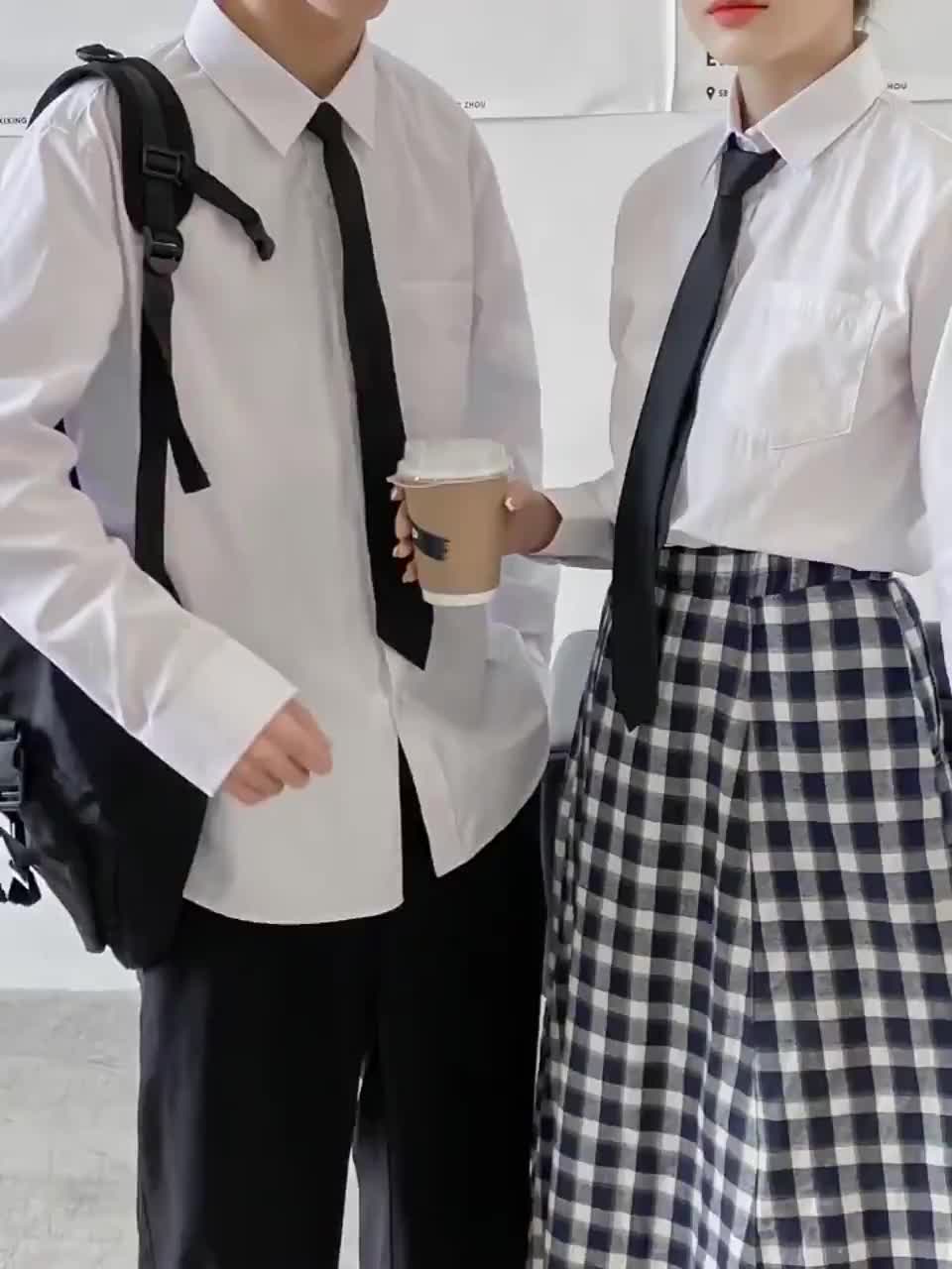 Áo sơ mi nam trắng trơn học sinh sinh viên Hàn Quốc vải lụa cotton không nhăn dài tay cổ tặng kèm cà vạt KB25 M.RO | BigBuy360 - bigbuy360.vn