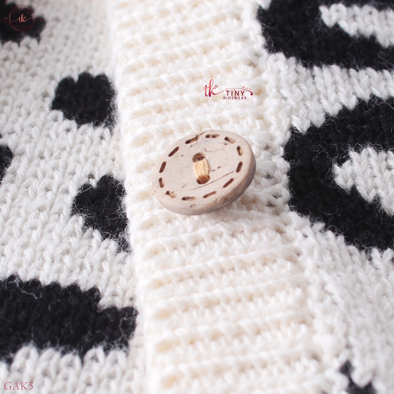 Áo khoác len cardigan họa tiết da báo cúc gỗ cho bé từ 5-13kg [GAK5]