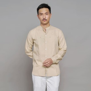 Áo sơ mi đũi cổ tàu nam cao cấp, mềm, mịn, mát, mí ngực làm điểm nhấn
