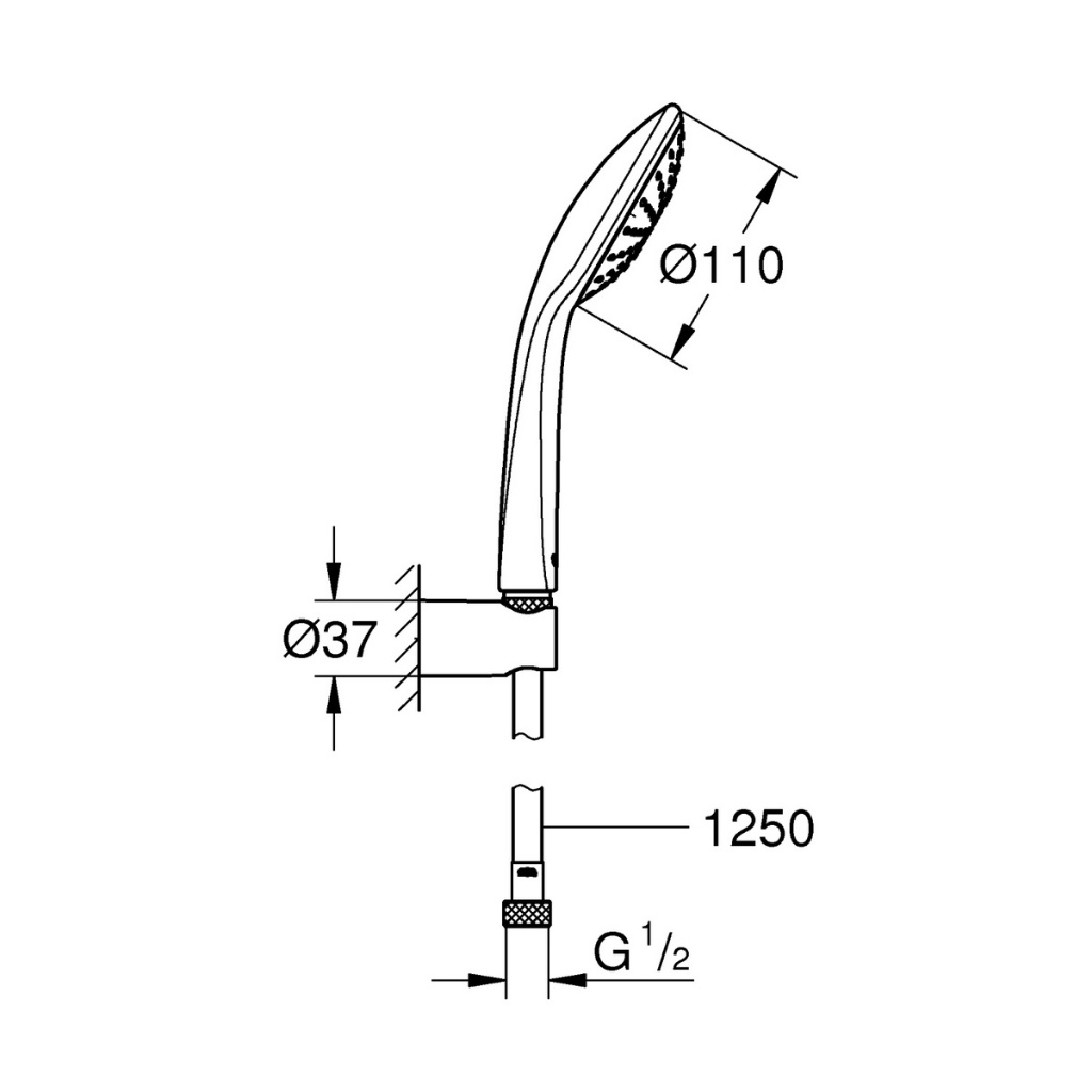 Bộ Tay Sen GROHE EUPHORIA 110 - 1 Chế Độ Kèm Gác Sen Gắn Tường - 27354000