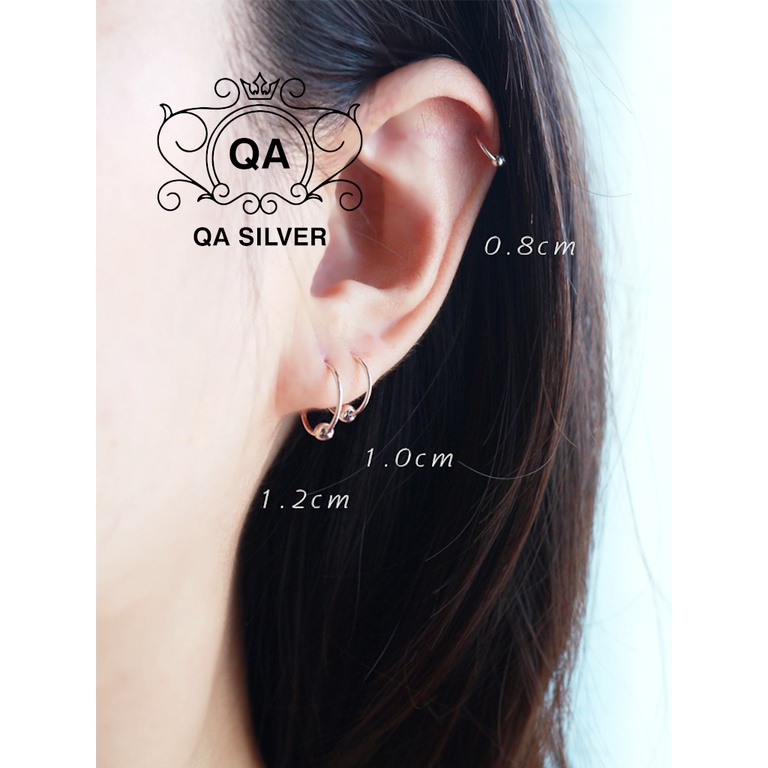 Khuyên tai bạc bi tròn vòng khoen vành đeo mũi môi bông tai nam kẹp vành S925 MINIMAL Silver Earrings QA SILVER EA190910