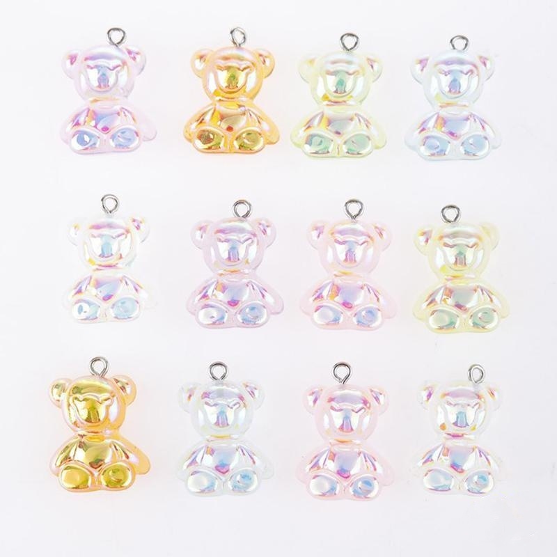 (Ver 03) Charm Gấu Kẹo dẻo màu Hologram có khoen/ Nguyên liệu làm Slime, Keyring