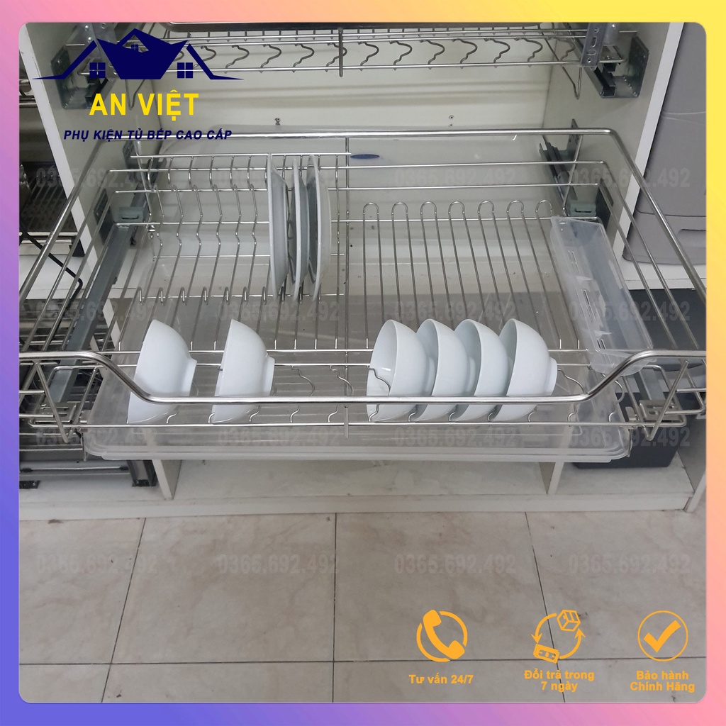 Giá Úp Chén Bát Dạng Kéo Cho Tủ Bếp Dưới Nan Tròn (Có Thợ Lắp)