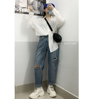 Quần baggy jeans rách 2 bên cá tính (ảnh thật)