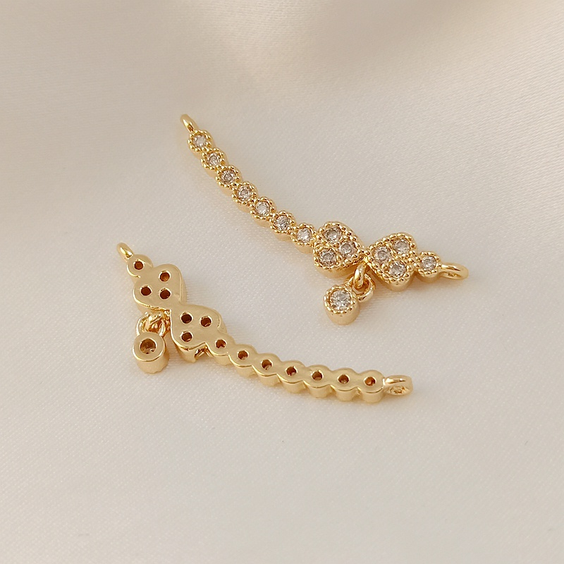 [Little Blu] Set 8 Cặp Dây Chuyền Nơ Xoắn Dài Mạ Vàng 14K Đính Đá Zircon DIY