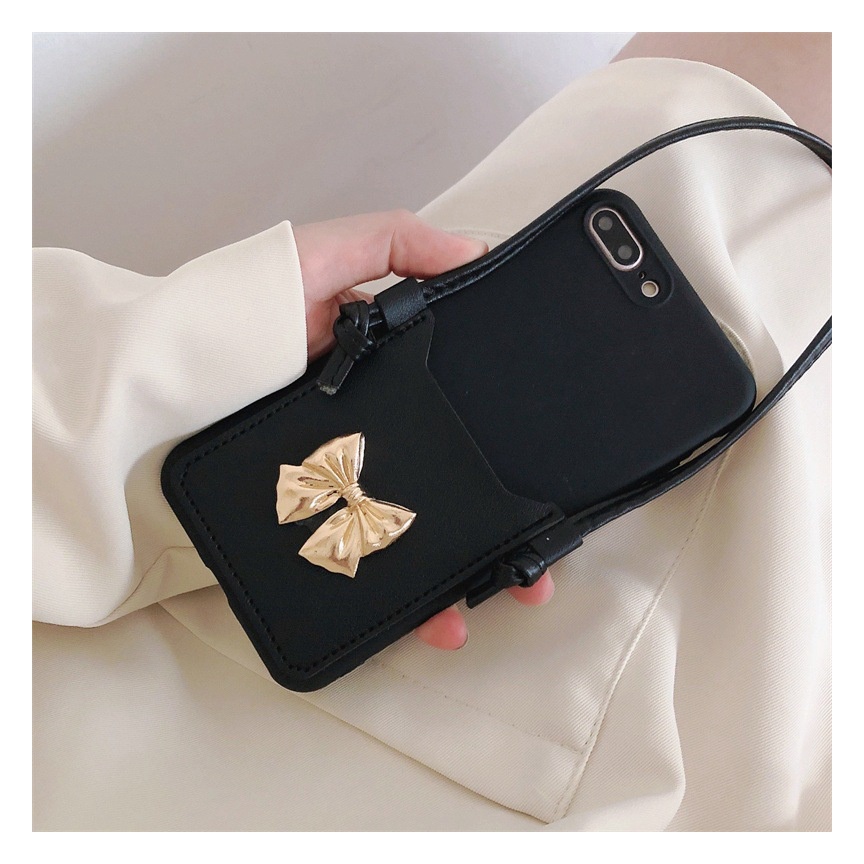 Ốp Điện Thoại Có Ngăn Đựng Thẻ Và Dây Đeo Màu Trơn Cho iPhone14 13 11 12Pro Xsmax X / XS 7 / 8plus XR SE2 6S