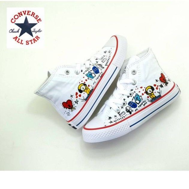 Giày Sneaker converse all star bt21 bts Họa Tiết Nhân Vật Hoạt Hình Đáng Yêu Dành Cho Bé