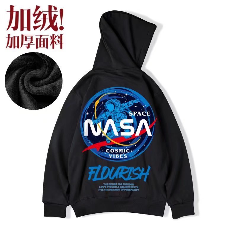 Áo Hoodie Tay Dài Dáng Rộng In Hình Phi Hành Gia NASA Phong Cách Hàn Quốc Cho Cặp Đôi Size M-8XL