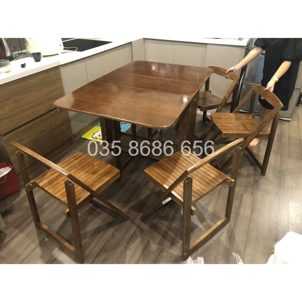 BÀN ĂN THÔNG MINH GỖ SỒI TỰ NHIÊN +4 ghế