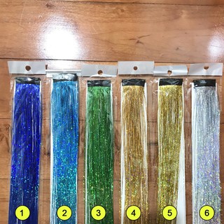 [sẵn kẹp] Light Tóc Line Giả Kim Tuyến Nhiều Màu Chất Như Nước Cất Chỉ Việc Cài !