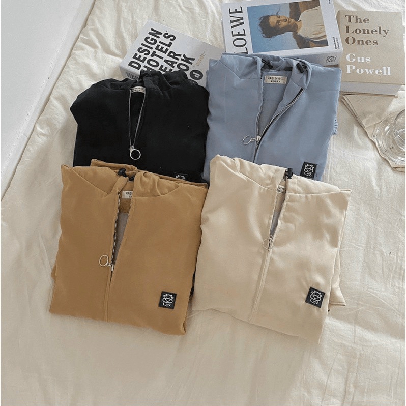 Áo Khoác Nữ Có Nón, Hai Lớp Chất Liệu Da Lộn Lót Dù Logo Thêu Nhỏ Xinh Form Rộng Thoải Mái [NEW UNISEX]