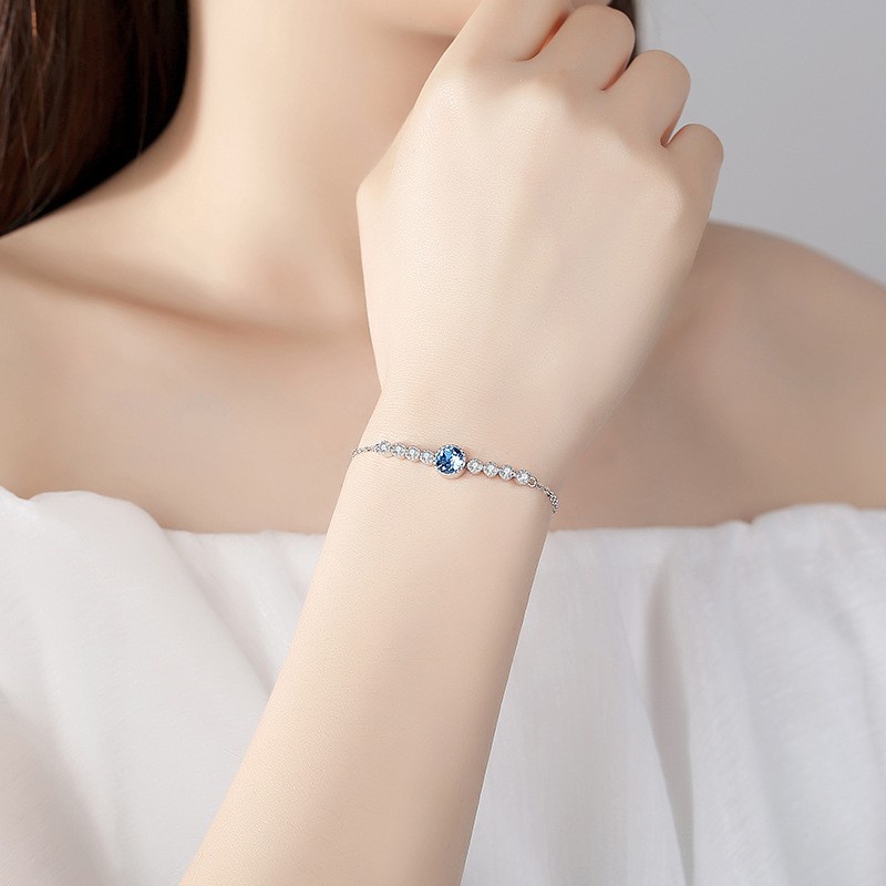 Dây Chuyền Nữ Bạc S925 Đính Đá Xanh - Đỏ Db2628 Bảo Ngọc Jewelry