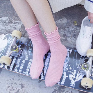  Tất vintage bèo nhún cao cổ