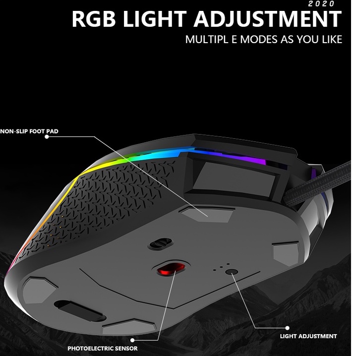 Chuột máy tính Chuột quang RGB nhiều màu LEAVEN S50 Bảo hành 24 tháng Chuột chơi game thể thao điện tử