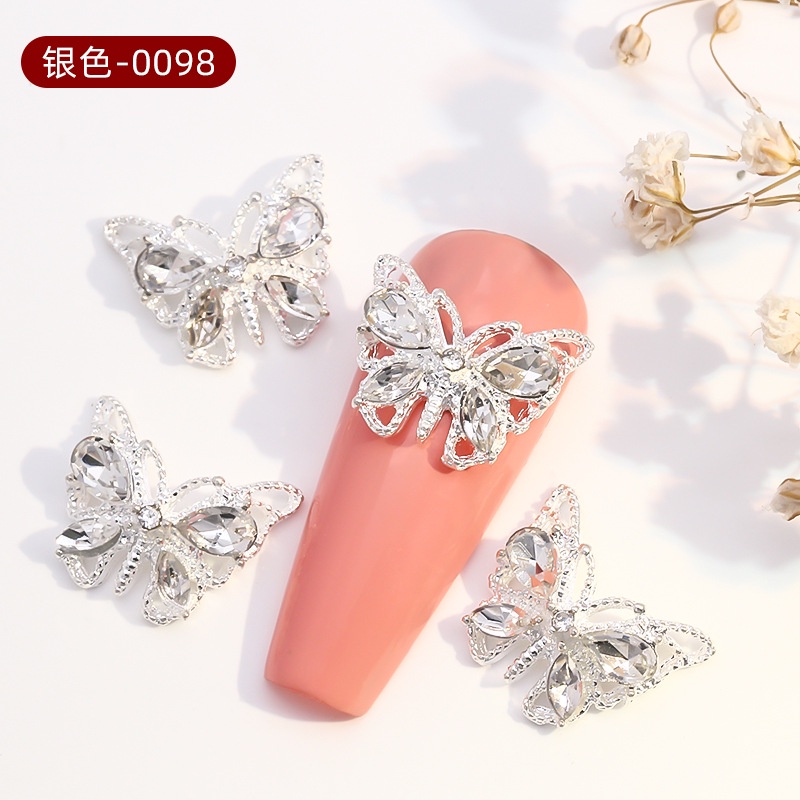 Phụ Kiện Trang Trí Móng Tay Hình Bướm Bằng Hợp Kim Đính Đá Xinh Xắn
