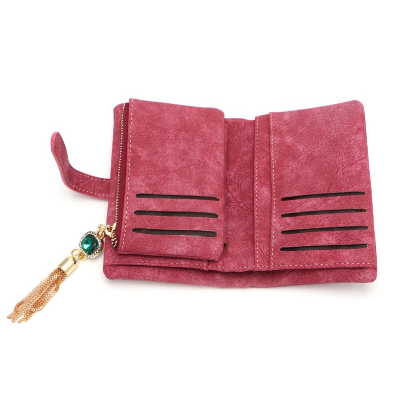 Ví Da Blala Nubuck Đính Kim Cương Giả Và Tua Rua Nhỏ