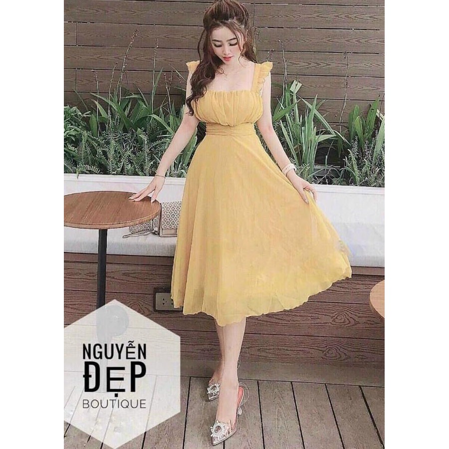 Đầm Xòe Voan Nhún Bèo Cao Cấp