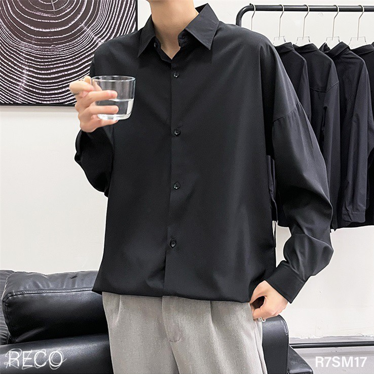 Áo sơ mi nam nữ Hàn Quốc cao cấp dáng rộng dài tay Shirt Loose R7SM17 Unisex
