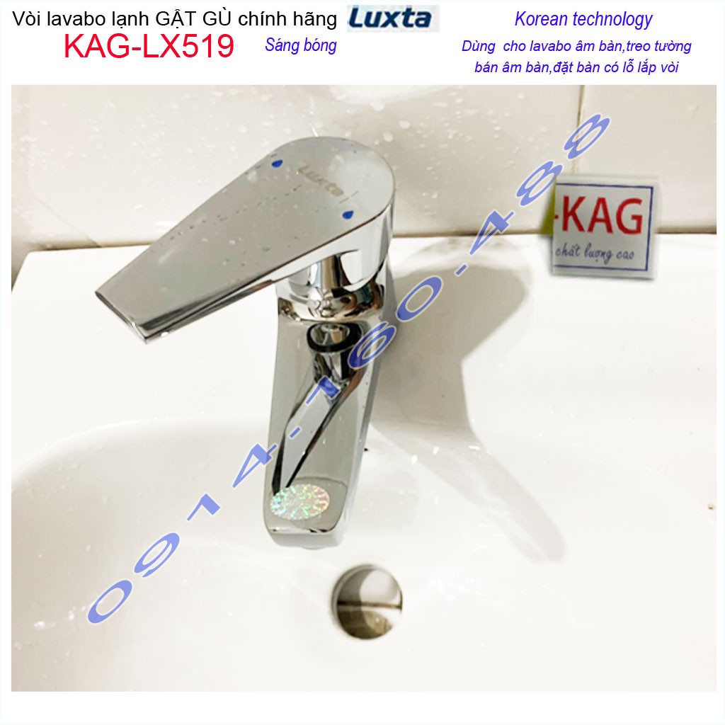 Vòi lavabo lạnh Luxta KAG-LX519 gật gù, vòi chậu rửa mặt thân lớn chrome bóng nước mạnh sử dụng siêu bền