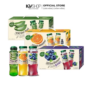 Hộp 12 chai nước ép cam jeju/ nha đam/ việt quất woongjin 180ml/chai - k2v shop