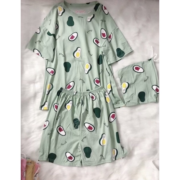 Bộ cotton mặc nhà kèm túi rút (chất đẹp)