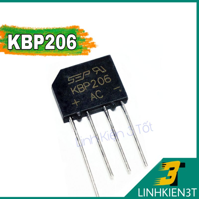 Cầu chỉnh lưu Diode 2A Dẹt KBP206 2A 600 chính hãng