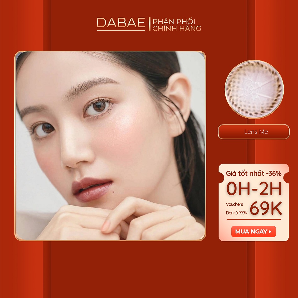 lens mắt cận nâu tự nhiên nâu trà sữa kính áp tròng Hàn Quốc YOUNG LONG BROWN DABAE | hãng Lens Me Korea