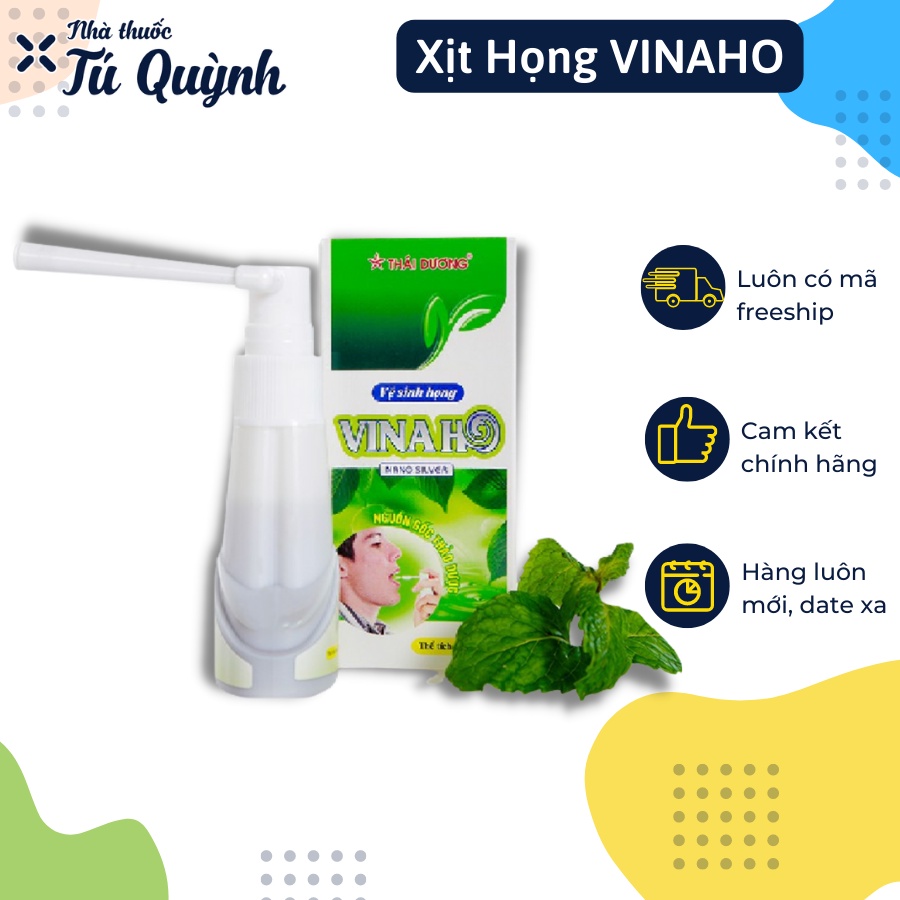 Xịt họng VINAHO giảm ho, ngứa họng, rát họng, thơm miệng, vệ sinh khoang miệng, hỗ trợ viêm lợi, viêm chân răng