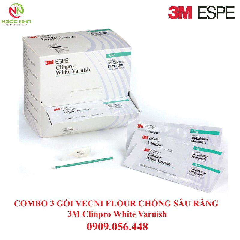 Combo 3 gói Gel bôi vecni flour chống sâu răng trẻ em 3M Clinpro White Varnish bảo vệ men răng - Hàng chính hãng 3M/Mỹ