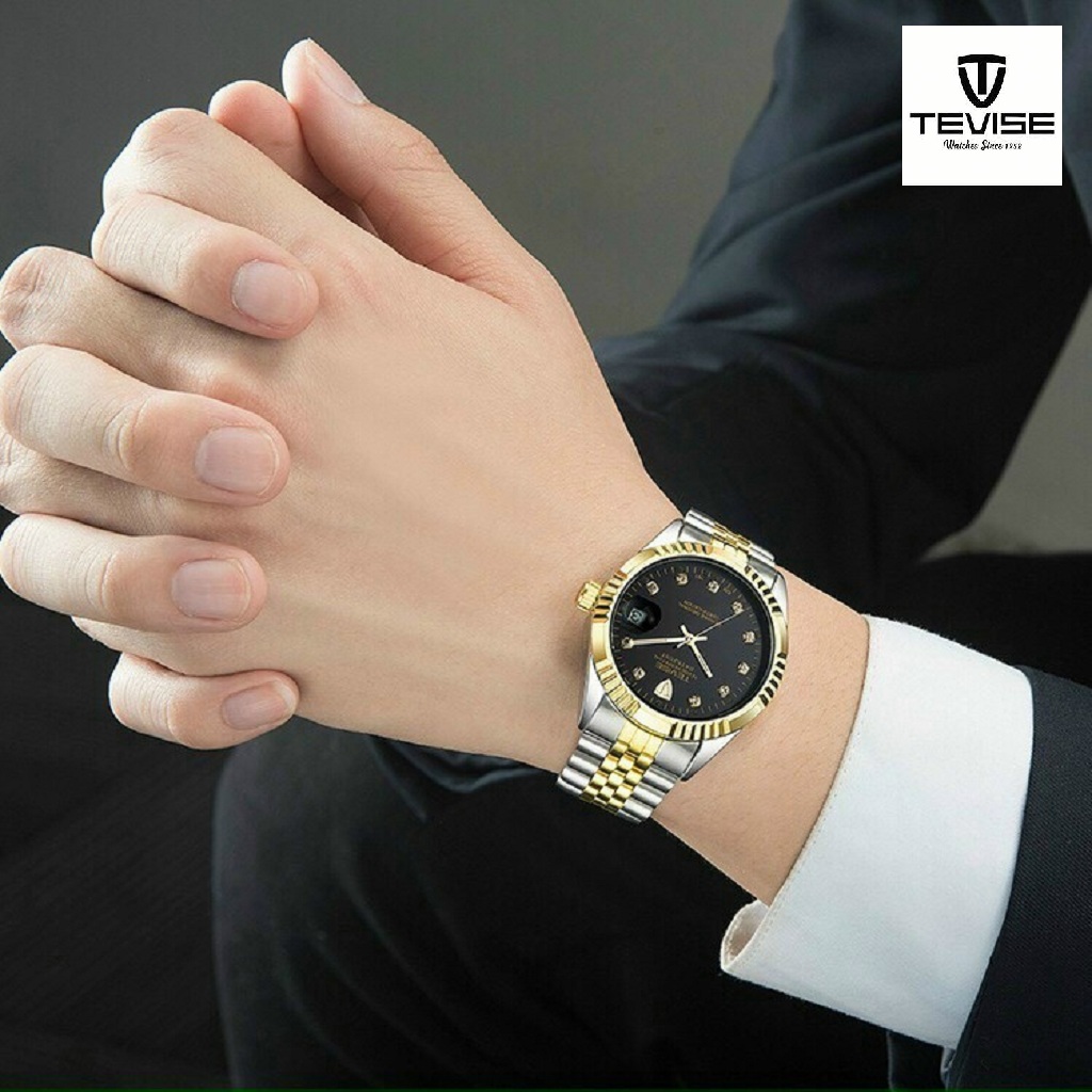 [Ảnh thật] [ Đồng Hồ Cơ ] Đồng hồ cơ nam automatic của Tevise, chống nước 3ATM, dây thép 316L đúc đặc