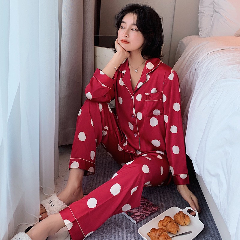 Bộ Đồ Ngủ Mặc Nhà Pajamas Lụa Họa Tiết Hisexy P45