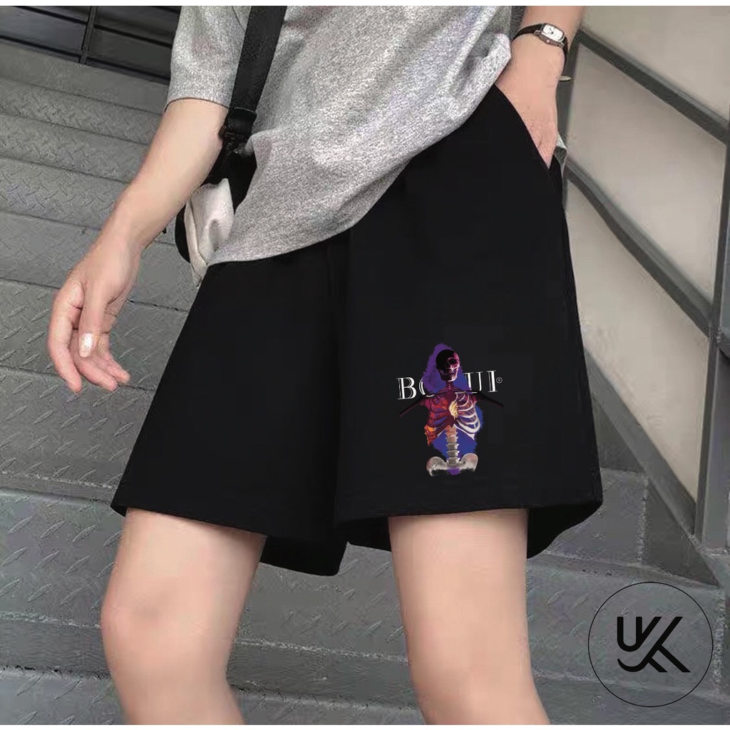 QUẦN SHORT BOBUI XƯƠNG Nam Nữ, chất thun Poly 2 da, đùi thể thao, cộc ngắn form rộng unisex