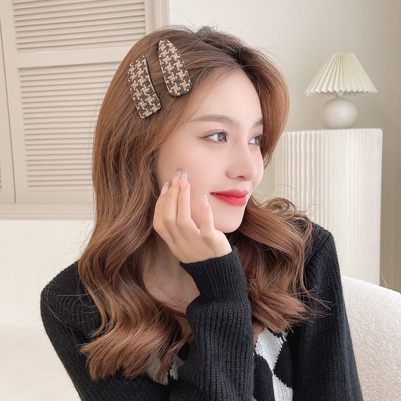 Kẹp tóc dệt kim kẻ sọc kiểu Hàn Quốc thời trang thu đông