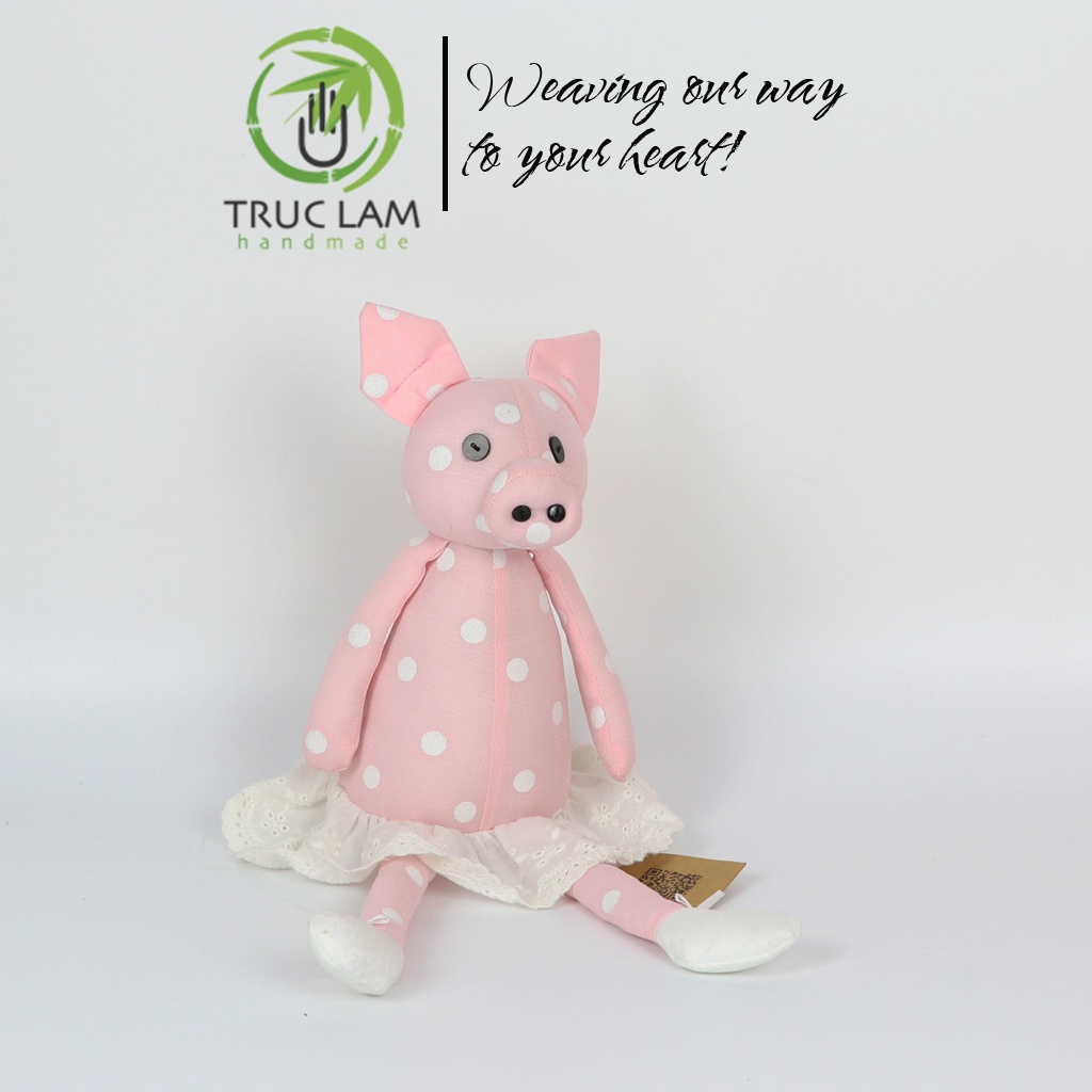 Đồ Chơi Cho Bé Thú Nhồi Bông Hình Con Heo Vải Ren Bông Gòn Cao Cấp Cỡ Nhỏ - Trúc Lâm Handmade