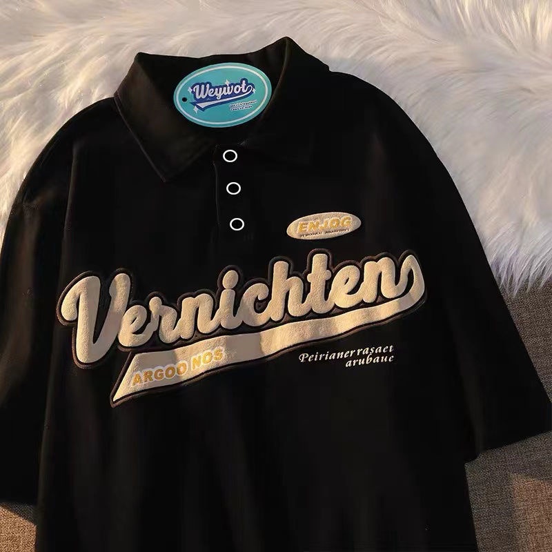 Áo polo Ngắn Tay Form Rộng Phong Cách Cổ Điển Dành Cho Nữ