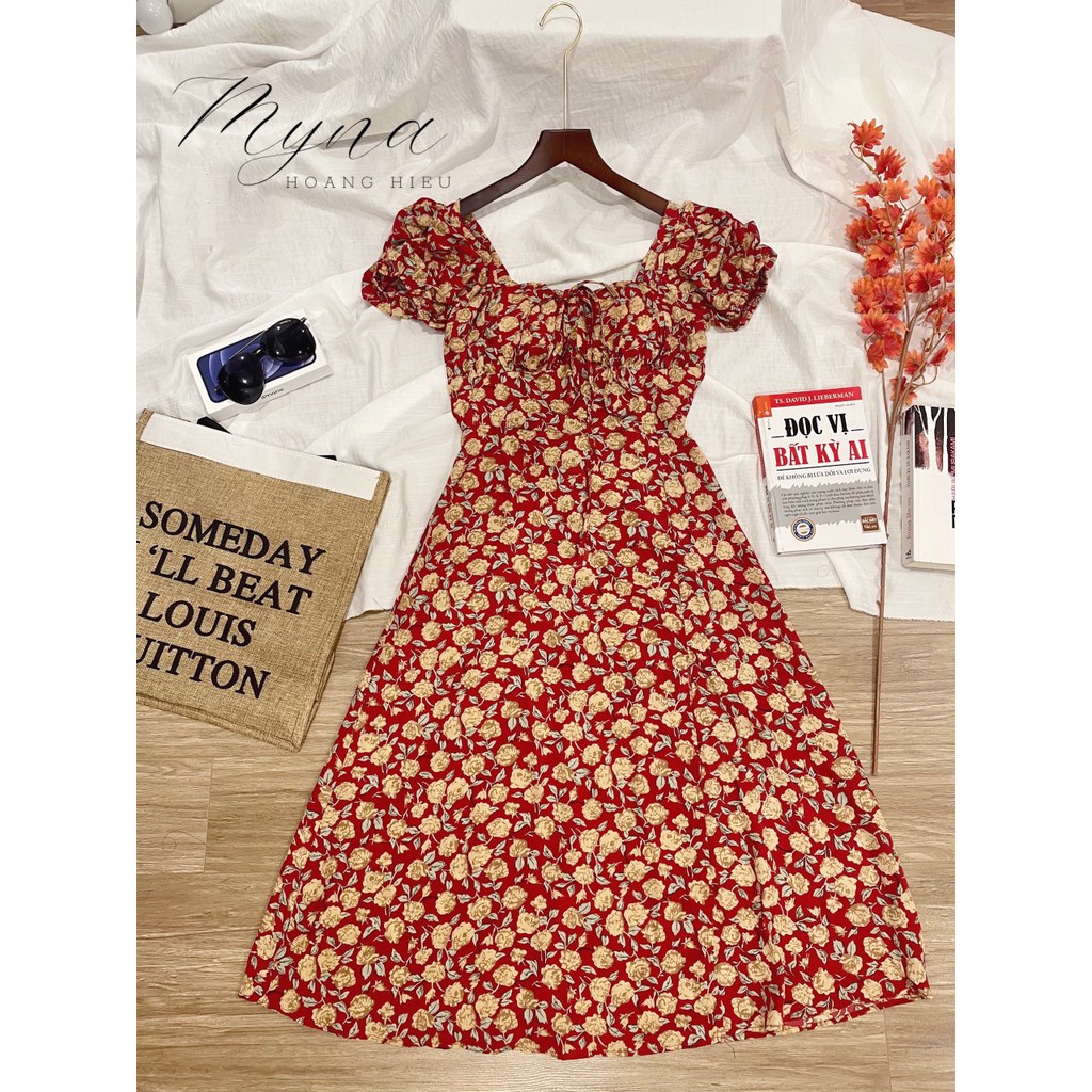 [Mã FATHANG5 giảm 10K đơn 50K] Váy hoa nhí chất chéo thái tay bồng xẻ vạt đùi,Đầm hoa nhí vintage 3 màu chất đẹp | BigBuy360 - bigbuy360.vn